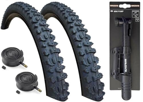 Image of Kenda Smoke 26 x 2.10 Mountain Bike Tyres with Schrader Valve Inner Tubes (PACK OF 2) + MINI PUMP