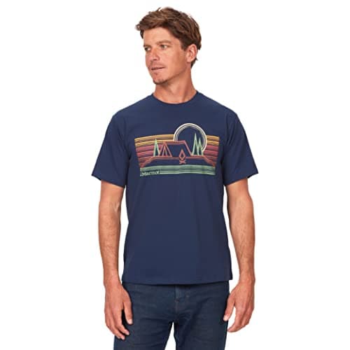 Image of Marmot Men's Bivouac Tee SS, Breathable lifestyle tee shirt, short-sleeve sports shirt, quick-drying hiking t-shirt, Arctic Navy, M