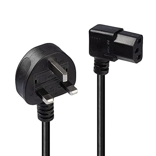 Image of Lindy 1m UK Mains 3 Pin Plug to IEC C13 Right Angled Power Cable, Black