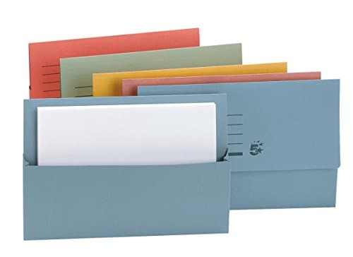 Image of 5 Star Office Document Folder Walllet Half Flap Foolscap 250gsm 32mm Assorted Colours (Pack of 50)