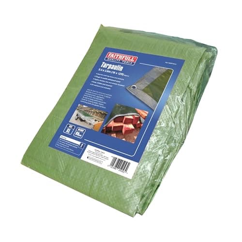 Image of Faithfull FAITARP1812 5.4 x 3.6M (18 x 12ft) Waterproof Tarpaulin. Dual Colour: Green/Silver