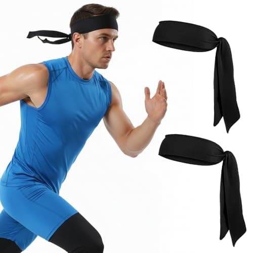 Image of 2 Pack Black Tie Headband for Women and Men, Long Hair Ties Black Bandana Headband Sport Tie Headbands for Soccer, Football, Basketball