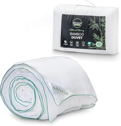 Image of ARHAUM 100% Natural Bamboo Duvet – Lightweight Breathable & Hypoallergenic Quilt – Ultra Soft & Silky with Microfibre Fill – All Seasons Comfort (Single - 135 x 200CM, 10.5 TOG)