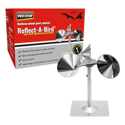 Image of Pest-Stop Reflect-A-Bird | Wind-Powered Spinning Visual Bird Deterrent | Reflective & Silent | Outdoor Use on Gardens, Boats, Rooftops & More