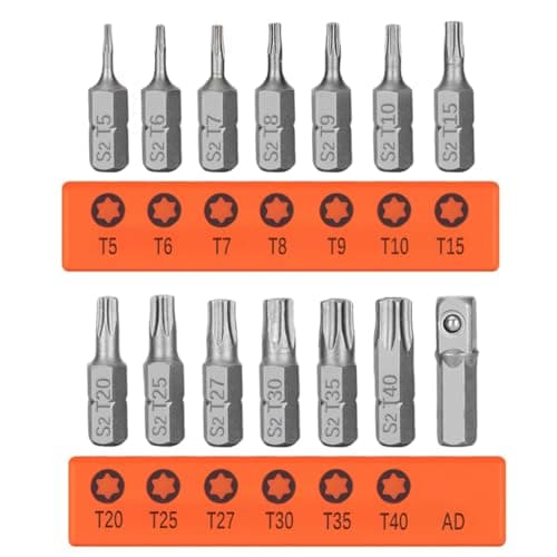 Image of Saipor 14pcs T5 - T40 Torx Screwdriver Bit Set with 1/4-inch Hex Shank, Torx Tamper Proof Security Bits S2 Steel Star Bits Assortment Six Points Drive Bit with Quick Release Slot (25mm Length)