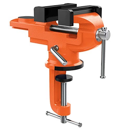 Image of Nuovoware Table Vise - 70mm, 360° Swivel Base Universal Home Vise, Portable Bench Clamp for Woodworking, Metalworking, Drilling, Sawing, Orange