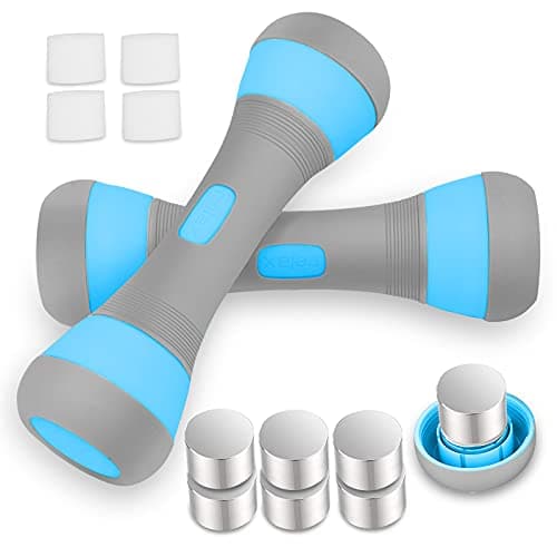 Image of VAZILLIO Adjustable Dumbbell Set Pair of 2Pcs, 2 X 2Kg 3-IN-1 Weights Dumbbells set for Women Men GYM Exercise Workout Fitness Pilates, Non-Slip Neoprene Handle Blue
