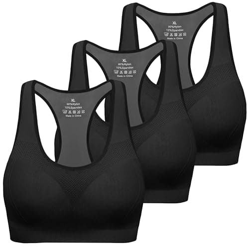 Image of MIRITY Women's Seamless Racerback Sports Bras - High Impact Workout Gym Activewear Bra Black