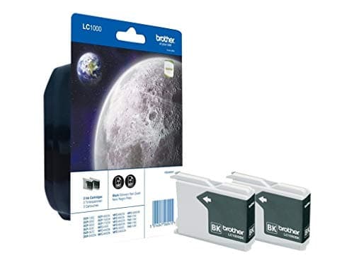 Image of Brother LC-1000BK Inkjet Cartridge, Black, Twin Pack, Standard Yield, Includes 2 x Inkjet Cartridges, Brother Genuine Supplies