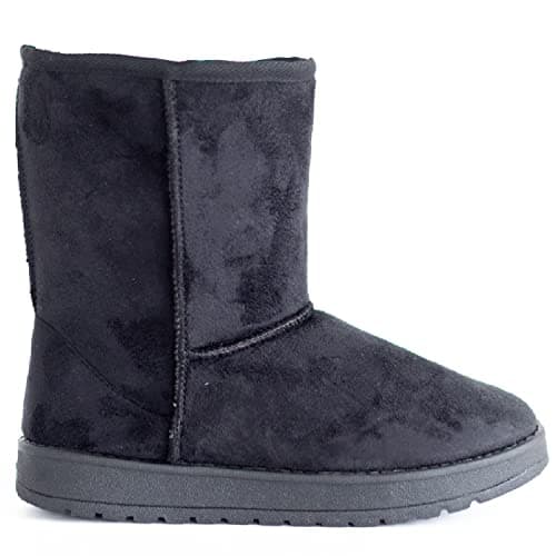 Image of sole london Womens Winter Fur Lined Snugg Hug Grip Sole Mid Calf Warm Boots Ladies Cosy Slip On Winter Shoes Size 3-8