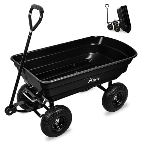 Image of Alivio Heavy Duty Wheelbarrow Cart 75L, Garden Tipping Trolley with 10 Inch Pneumatic Wheels, 250kg Capacity, Swivel Handle, Outdoor Utility Cart for Garden, Patio, Tools, Waste & Landscaping