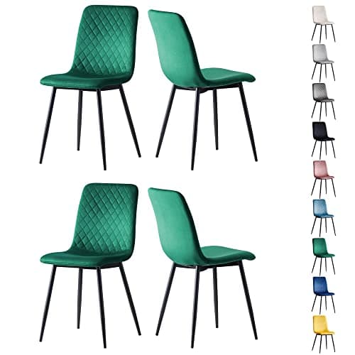 Image of mcc direct Set of 4 Designer Velvet Fabric Dining Chairs Metal Legs Lexi Chairs (Green)