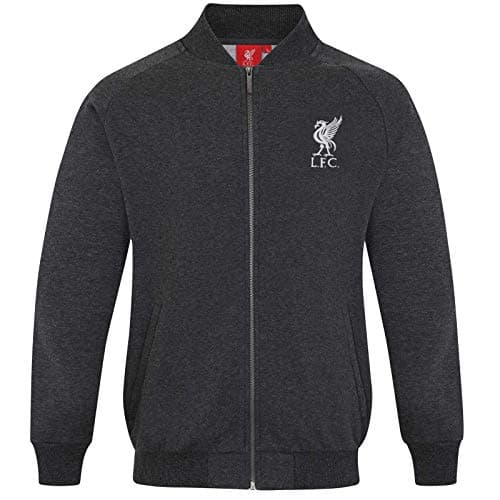 Image of Liverpool FC Official Gift Mens Retro Varsity Baseball Jacket Charcoal 3XL