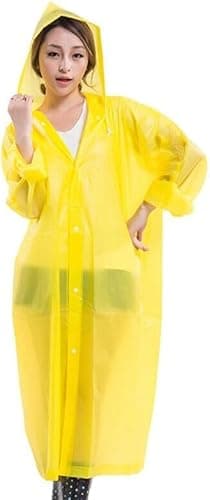 Image of Boolavard Adult Unisex Reusable Waterproof Rain Coat Portable Rain Jacket Poncho for Outdoor 150 * 65cm (UK, Alpha, One Size, Regular, Regular, Yellow)