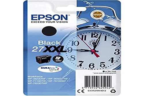 Image of Epson T2791 27XXL Series Alarm Clock Ink Cartridge - Black (35ml)