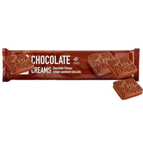 Image of Hills Variety Cream Biscuits 150g – Assorted Flavours Sandwich Biscuits – Crunchy & Creamy Snack – Ideal for Sharing, Tea Time & Lunchboxes (12, Chocolate Creams (Bourbon))
