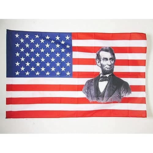 Image of AZ FLAG - United States with Abraham Lincoln Flag - 3x5 Ft - USA historic Banner with Sleeve - 100% Polyester - Fade Resistant - Vivid Colors - 3' x 5' Feet - 150x90 Cm
