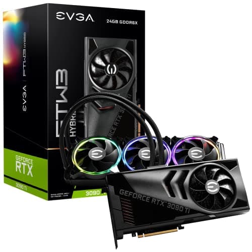 Image of EVGA GeForce RTX 3090 Ti FTW3 ULTRA HYBRID GAMING, 24G-P5-4988-KR, 24GB GDDR6X, iCX3, HYBRID Cooler, ARGB LED, Backplate, Free eLeash