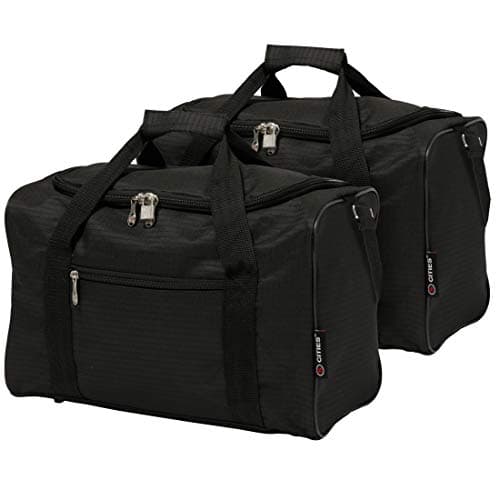 Image of 5 Cities Ryanair & Wizz Air Ultra Lightweight Underseat Travel Carry On Hand Cabin Luggage Holdall Under Seat Flight Bag Fits Ryanair Cabin Bags 40x30x20 (2X Black)