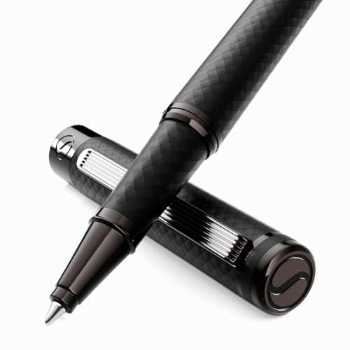 Image of Scriveiner All Black Rollerball Pen - Stunning Luxury All Metal Matt Black Rollerball, Schmidt Refill, Quality Executive Writing Pen for the Office, Journaling or Gift Set for Men & Women