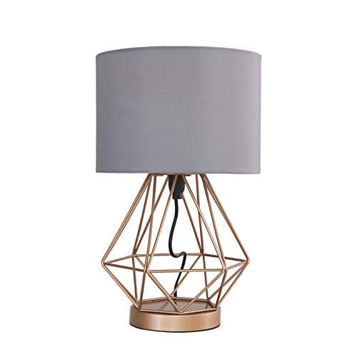 Image of MiniSun | Modern Copper Metal Basket Touch Table Lamp with a Grey Shade | Table Lamps, Home Décor & Improvement Essential