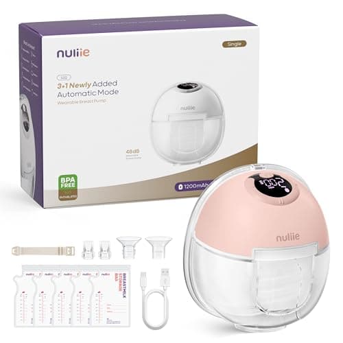 Image of Nuliie Electric Breast Pump Hands-Free S32, Wearable Portable Breast Pumps 4 Modes 9 Levels, 24MM Comfortable Flange, More Private, Replaced Accessories Included (1 Pack, Pink)