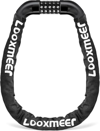 Image of Looxmeer Bike Lock Heavy Duty, 90cm(3ft) Bicycle Lock, High Security Bike Locks, 7mm Cycle Locker, 5-Digit Combination Bikes Chain Locks, Cycling Locker for Motorbike Scooter Gate Fence Grill, Black