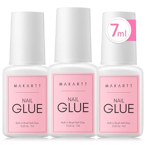 Image of Makartt Nail Glue Extra Strong with Brush, 5s Dries Quickly, 3PCS Acrylic False Nail Glue For Nail Tips or Broken Nails, Long Lasting Nail Adhesive Glue for Fake Nails, No Nail Lamp Needed, (3 * 7ml)