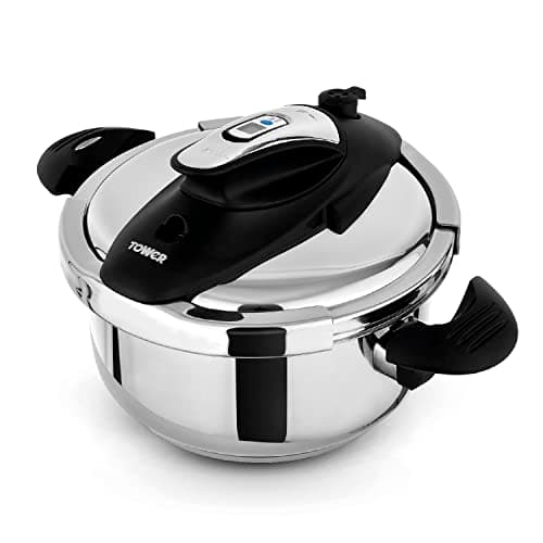 Image of Tower T920003 One-Touch Ultima Pressure Cooker with Detachable 60-Minute Timer, 6L, Stainless Steel