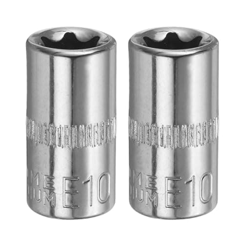 Image of sourcing map 2pcs E-Torx Socket 1/4" Drive E10 External Torx Deep Socket CR-V 6 Point Spline Socket Star Female Bit Socket for Auto Repairs Home Maintenance DIY Hand-Making 1" Length