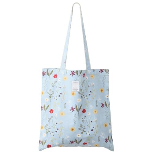 Image of SEPWIK Canvas Tote Bag for Women, Reusable Cloth Cotton Bags for School Shopping Beach Grocery Shopper Handbags Scandihome Series - Blue
