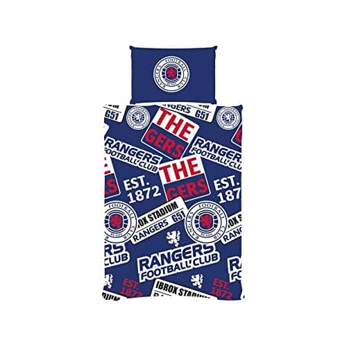 Image of Rangers Single Duvet Football Club Patch Bedding Cover Set, Blue, 135 x 200 cm