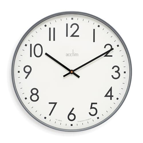 Image of Acctim Ashridge Large Wall Clock Quartz Contemporary Statement Dark Grey 50cm