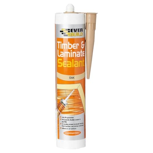 Image of Everbuild Timber and Laminate Sealant – Permanently Flexible – Sealant and Gap Filler – Solvent Free – Oak – 290ml