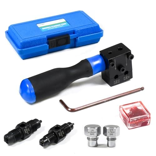 Image of SMOTIVEPRO Brake Pipe Flaring Tool 3/16" SAE and 1/4" SAE, Handheld Double Brake Flaring Tool Kit, 45° Single Double Bubble Flares for Seamless Brake Line Repairs and Custom Flaring