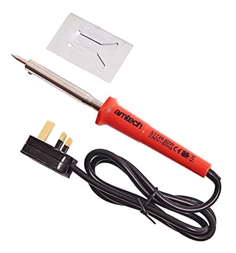 Image of Amtech S1725 Soldering Iron, 60 Watt 230-240V, Insulated Handle and Metal Stand, 350~400°C High Temperature Range