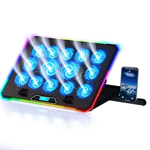 Image of KLIM V14 Gaming Laptop Cooling Pad with 14 Fans + Gaming Laptop Cooler + Stable RGB Laptop Stand with Fan + Compatible up to 17 Inches + 2 USB Ports + Mobile Phone Holder + 5 Years Protection