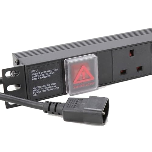 Image of kenable PDU 6 Way UK Sockets Horizontal Power Distribution Unit with C14 IEC Plug 13A 1.8m Cable Without Surge Protection Black