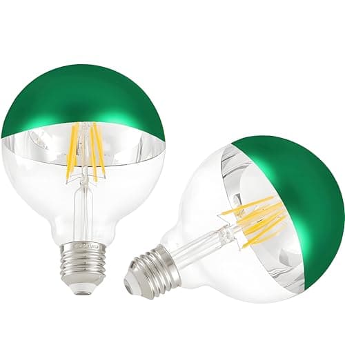 Image of Vanpus E27 Light Bulb 6W Half Chrome Light Bulb No Flicker,Vintage Edison Screw LED Bulbs Warm White 2700K, 60w Equivalent Energy Saver ，G95 Greed Half-Plated Lamp Bulb， Dimmable (Pack of 2)