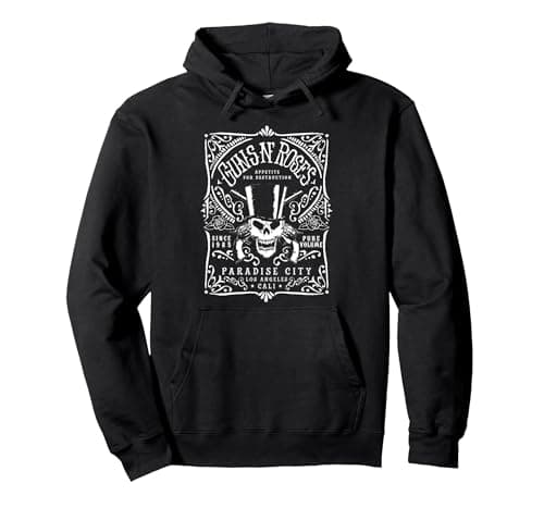 Image of Official Guns N' Roses Paradise City Label Pullover Hoodie, Adult Unisex, Black, Small