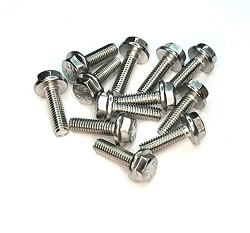Image of M6 (6mm x 40mm) Flanged Hex Set Screw (Fully Threaded Bolt) - A2 Grade Stainless Steel (pack of 10)