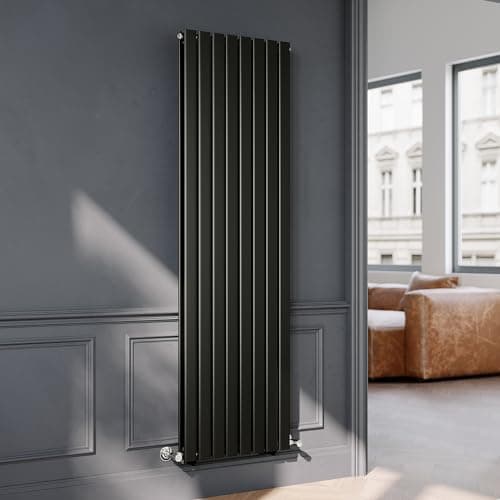 Image of ELEGANT 1800 x 544mm Black Vertical Designer Radiator Flat Panel Double Panel Modern Central Heating Rad