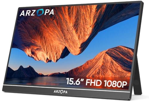 Image of ARZOPA Portable Monitor 15.6" 1920×1080 FHD IPS Portable Monitor for Laptop with Kickstand, Ultra-Slim Second Screen for Laptop/PC/Mac/PS3/4/5/Xbox - USB C & HDMI Connectivity - A1