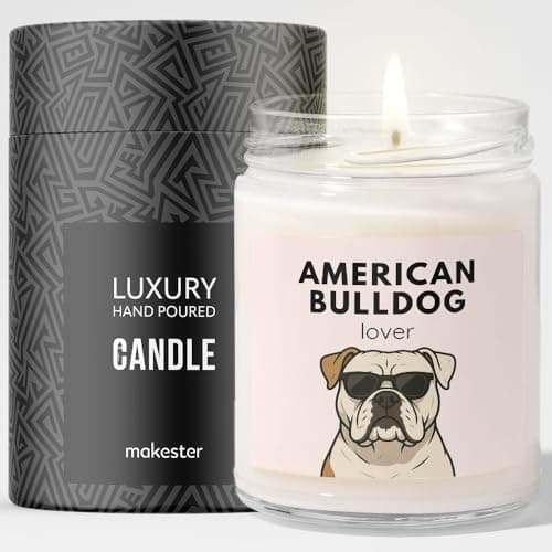 Image of American Bulldog Gifts - Luxury Soy Wax Candle - Vanilla, Jasmine, Sugared Almond - Dogs in Shades - Makester
