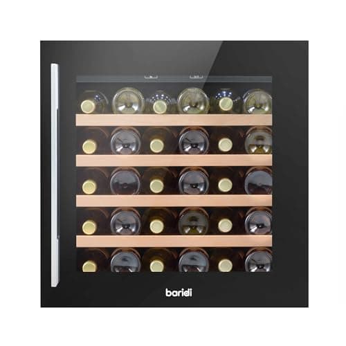 Image of Dellonda Baridi 60cm Built-In 36 Bottle Wine Cooler with Beech Wood Shelves and Internal LED Light, Black - DH206