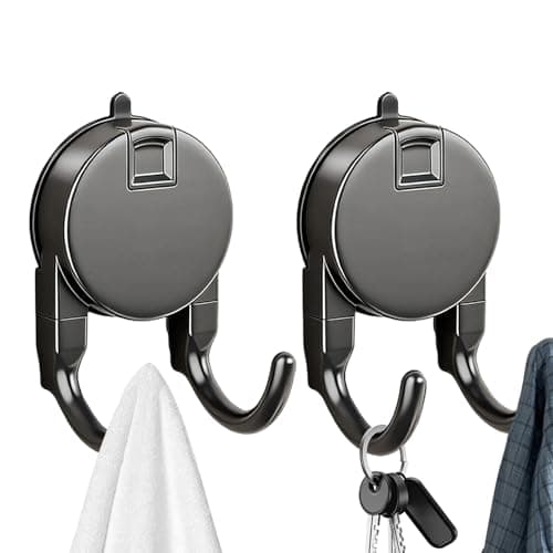 Image of YUDANSI Double Prong Suction Cup Hook, 2 Pack No Drilling Self Adhesive Hooks for Towels, Coats & Robes, Heavy Duty Sticky Hooks for Tea Towel Kitchen Bathroom Shower Smooth Door Wall (Grey)