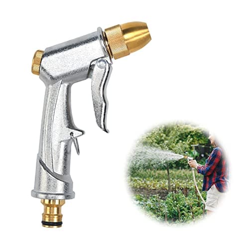 Image of Heavy Duty Metal Garden Hose Nozzle 100% Metal Garden Hose Spray Gun Hose Spray Gun Metal for Car & Pet Washing, Plants Watering, Lawn and Garden Cleaning