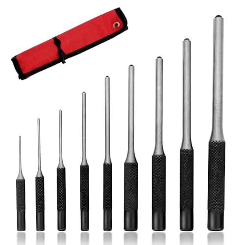 Image of Aoyswuz 9-Piece Set Pin Punch Set with Storage Bag 1.5 - 8 mm Steel Center Punch 40CR-V steel Punch Set Hand Pin for Leather, Watch Band, Canvas Eyelet