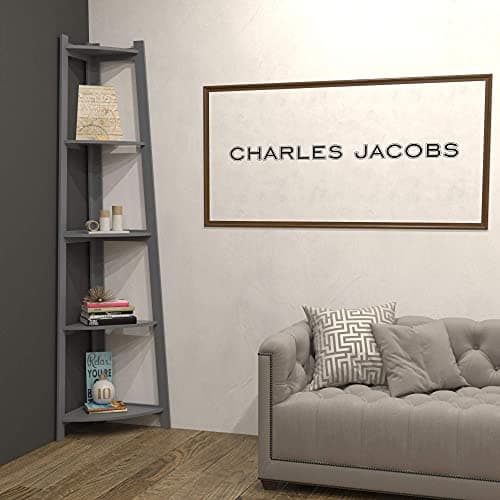 Image of Charles Jacobs 5 Tier Corner Ladder Shelving Unit - Grey