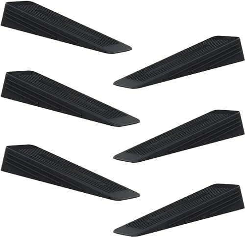 Image of AFFIXERS Door Stop | Door Stoppers for Floor Anti-Skid, Durable, and Heavy Duty Rubber Door Stops | Ideal for All Types of Surfaces | Door Wedges Indoors (Black, Pack of 6)